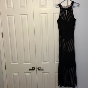 Size 14 London Times elastic waist maxi dress; black with tan lining